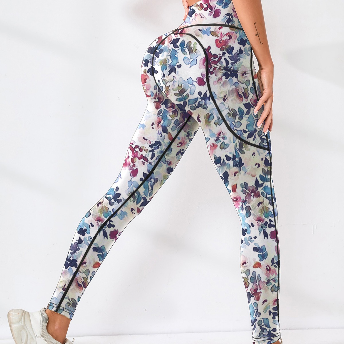 Stylish Fast Drying Athletic Tights Featuring Floral Design - Perfect for Gym Activities
