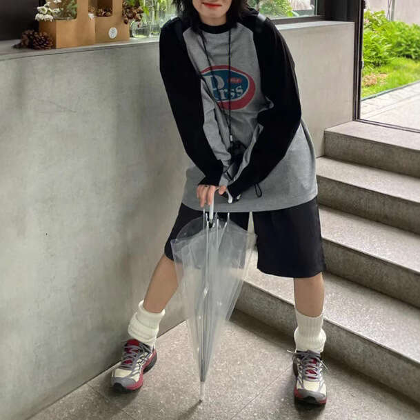 hoodie Women's Wear American Style Color Block Letter Hoodie For Women, Waffle Texture Loose Streetwear Couple Sweatshirt, Versatile Niche Trend 