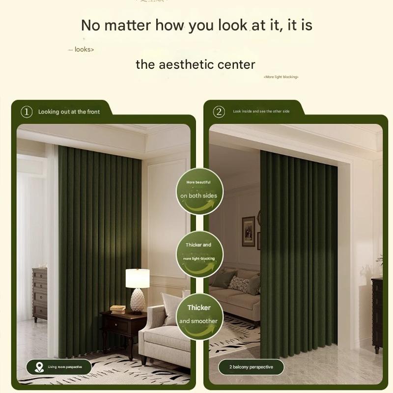 A570 American retro double-sided chenille bedroom full blackout curtains retro green French medieval style environmentally friendly antibacterial curt