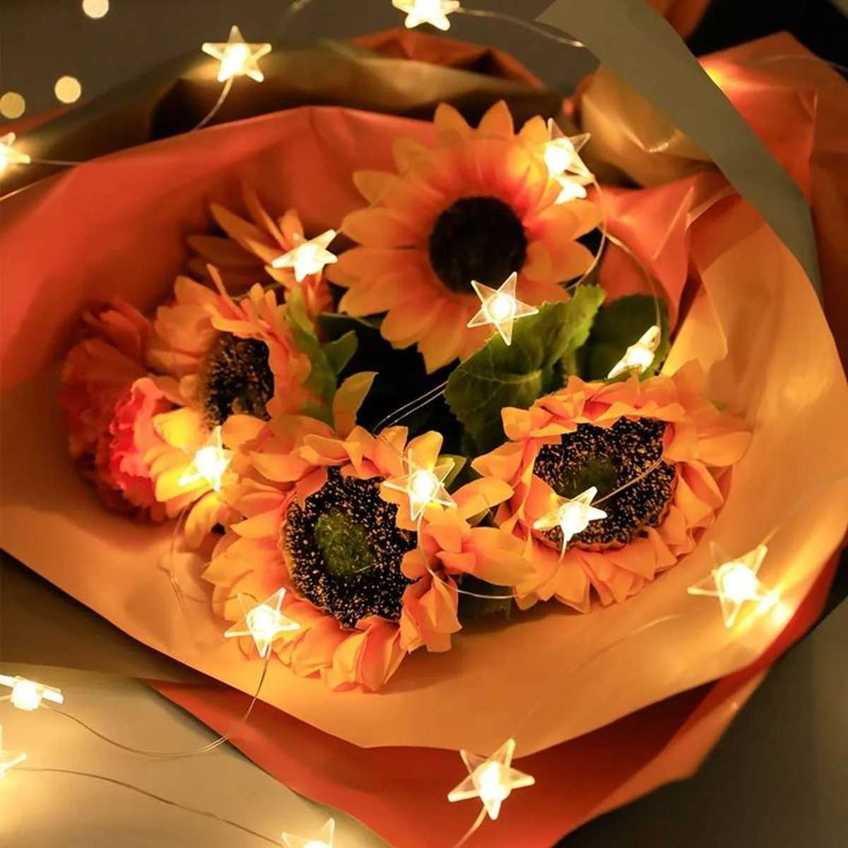 1PC Copper Wire Star String Lights Waterproof Battery Operated Decorative Fairy Lights For Garden Yard Home Scene Living Decor XJ250612