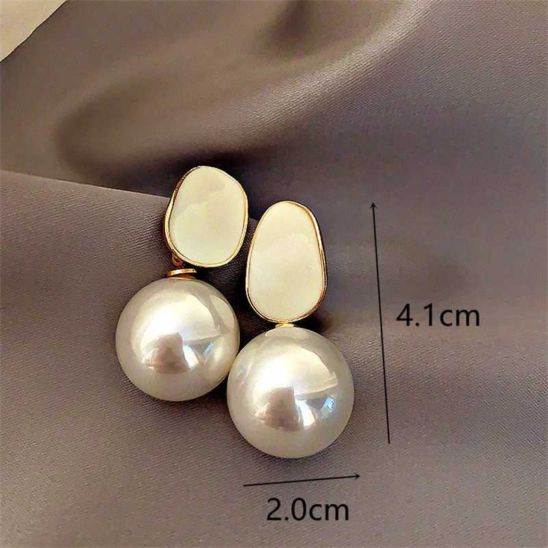 Exaggerate Big Pink Black White Imitation Pearl Pendant Earring for Women Trend Geometry Brincos Wedding Jewelry Girl Gift V250613