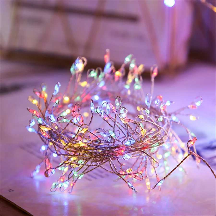 3/6/12M LED Christmas Garland Starry Cluster Light With Remote USB Power Firecracker Fairy Light Copper Wire Party String Light XJ250612