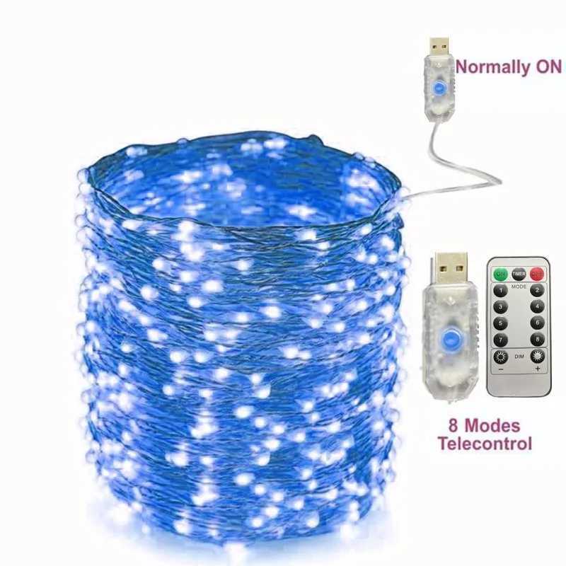 New Year Christmas Decoration Holiday Fairy Lamp Copper Wire USB LED Indoor Home Decor Warm White RGB String with Remote Control XJ250612