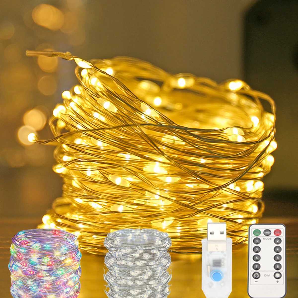 LED String Light Christmas Fairy Light USB Battery Remote Garland Copper Wire LED Lamp for Wedding Party Decoration 10M 20M XJ250612