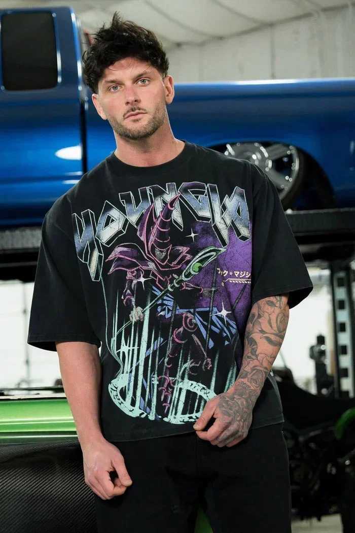 YA Trendy Brand Oversized 2025 T-shirt Street Leisure Breathable Large Material T-shirt Animation Graphic Tee Short Sleeve Top X2506131