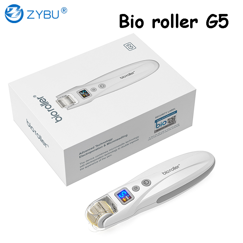 Micro Needling Bio Roller G5 EMS Muscle Stimulator with Red & Blue LED Lights - For Enhanced Hair Regrowth and Wrinkle Reduction