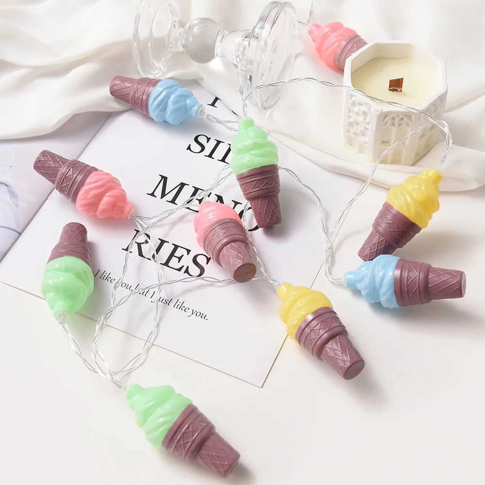 Fairy Lights LED Ice Cream String Rainbow Garland Christmas Tree Kids Bedroom Living Room Decor Lamp Patio Wedding Party Outdoor XJ250612
