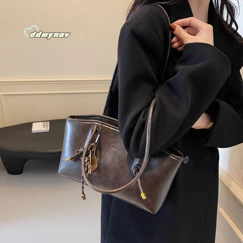 PU Leather Shoulder Bags For Women 2024 Winter Y2K Trend Female Crossbody Lady Handbags And Purses Retro Tote Bag ddmynov