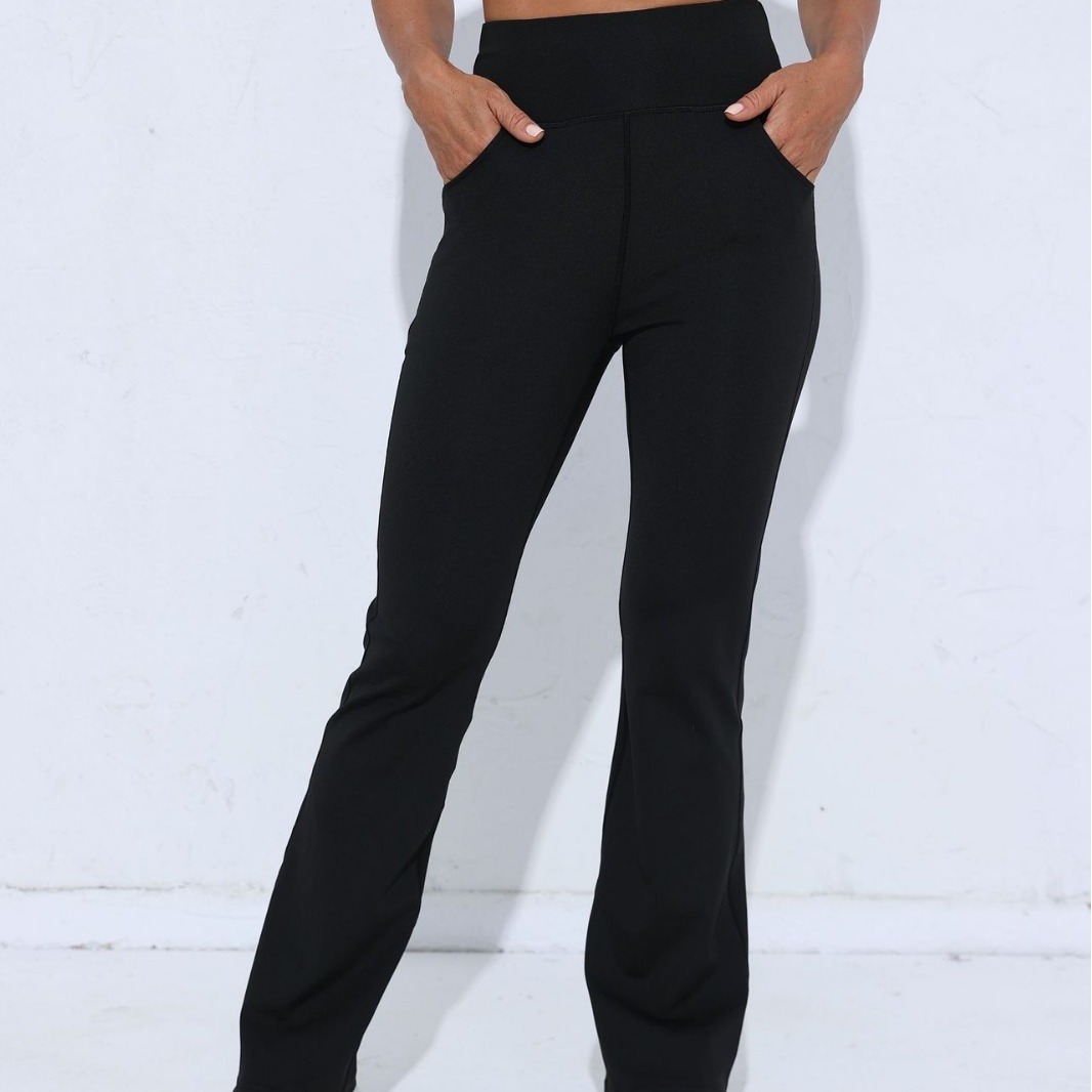 Elevated Style: Ladies' Thin-Legged Fitted Trousers Featuring Waist-Supporting Elastic