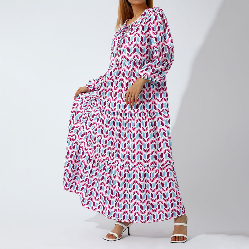 Women's Plus Size Long Bohemian Maxi Dress - Cotton V-Neck Loose Beach Dress, Casual Elegant Vestidos, Summer Flowy Robe