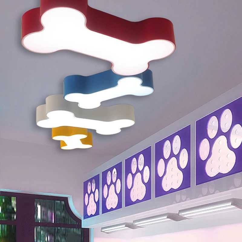 Modern Brief Colorful Body Bedroom Acrylic LED Ceiling Lamp Home Decor Childrens Room Dog Bones Iron Ceiling Light Fixture XJ2500613