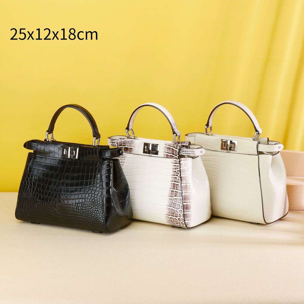 New 2024 Crocodile Pattern Simple Luxury Versatile High-end Women's Handbag Kitten Bag Live Broadcast