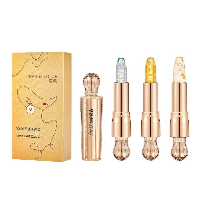 3 Colors Magical Lipstick That Changes Color with Temperature Keeps Lips Hydrated and Luscious Lip Beauty Makeup happy