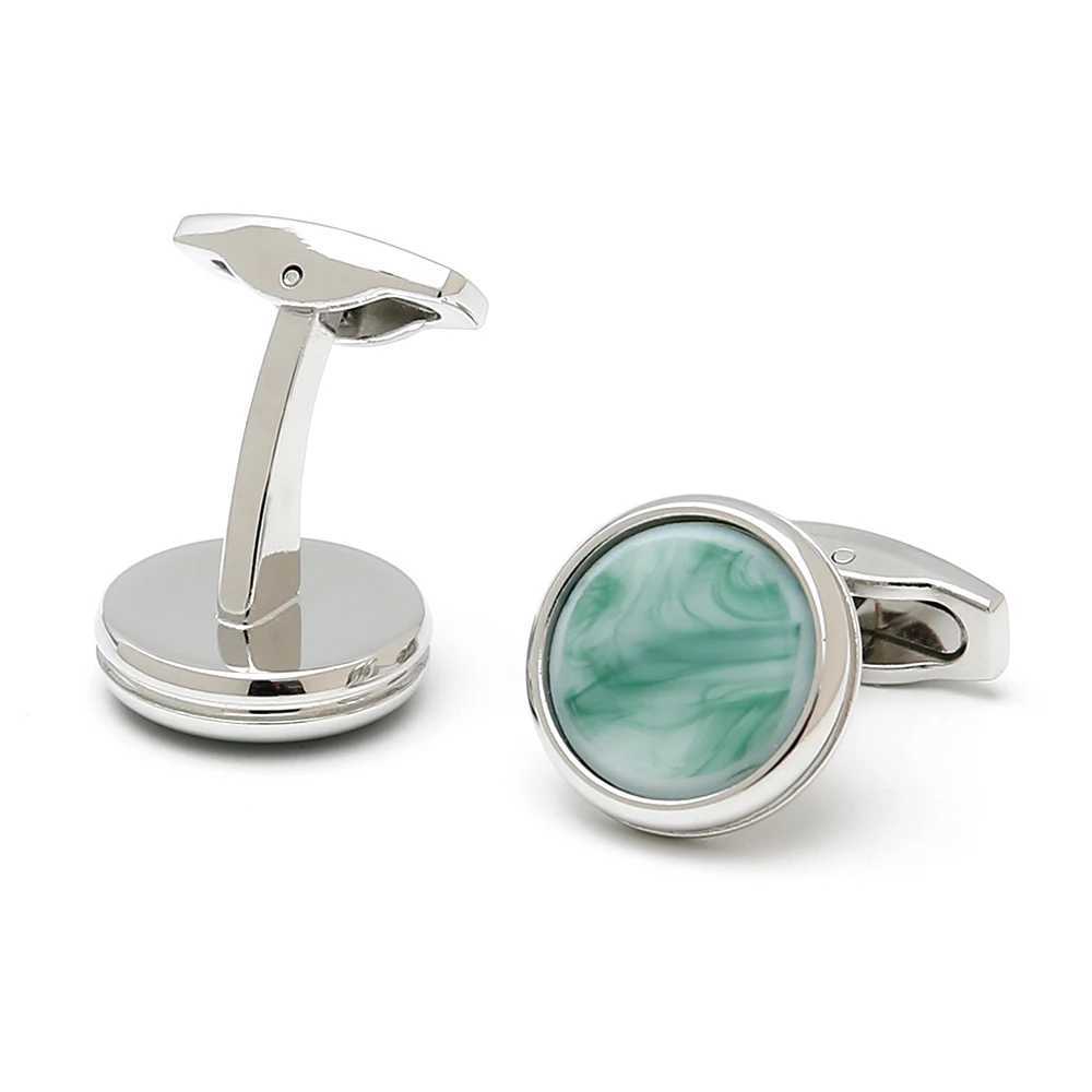 Mens Cufflinks TOMYE XK22076 Luxury Imitation Jade Round Silver Color Formal Business Shirt Cuff Links Wedding Gifts Buttons XJ250614