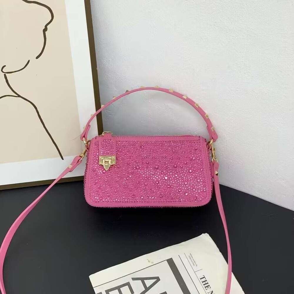 2024 New Mini Diamond-Studded Handbag Flap Shoulder Crossbody Versatile Women's Small Square Bag