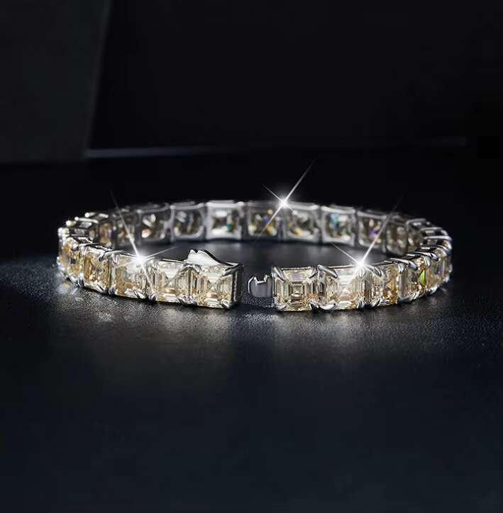2025 New Hip Hop Style 5.5mm Champagne Color Pagoda Cut Natural Moissanite Unisex Bracelet