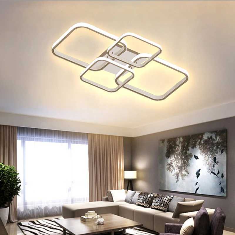 Modern LED Ceiling Lights Square 4 Heads Black And White Decorative Lamps For Bedroom Living Room Study Dining Room Home FixtureXJ2500613