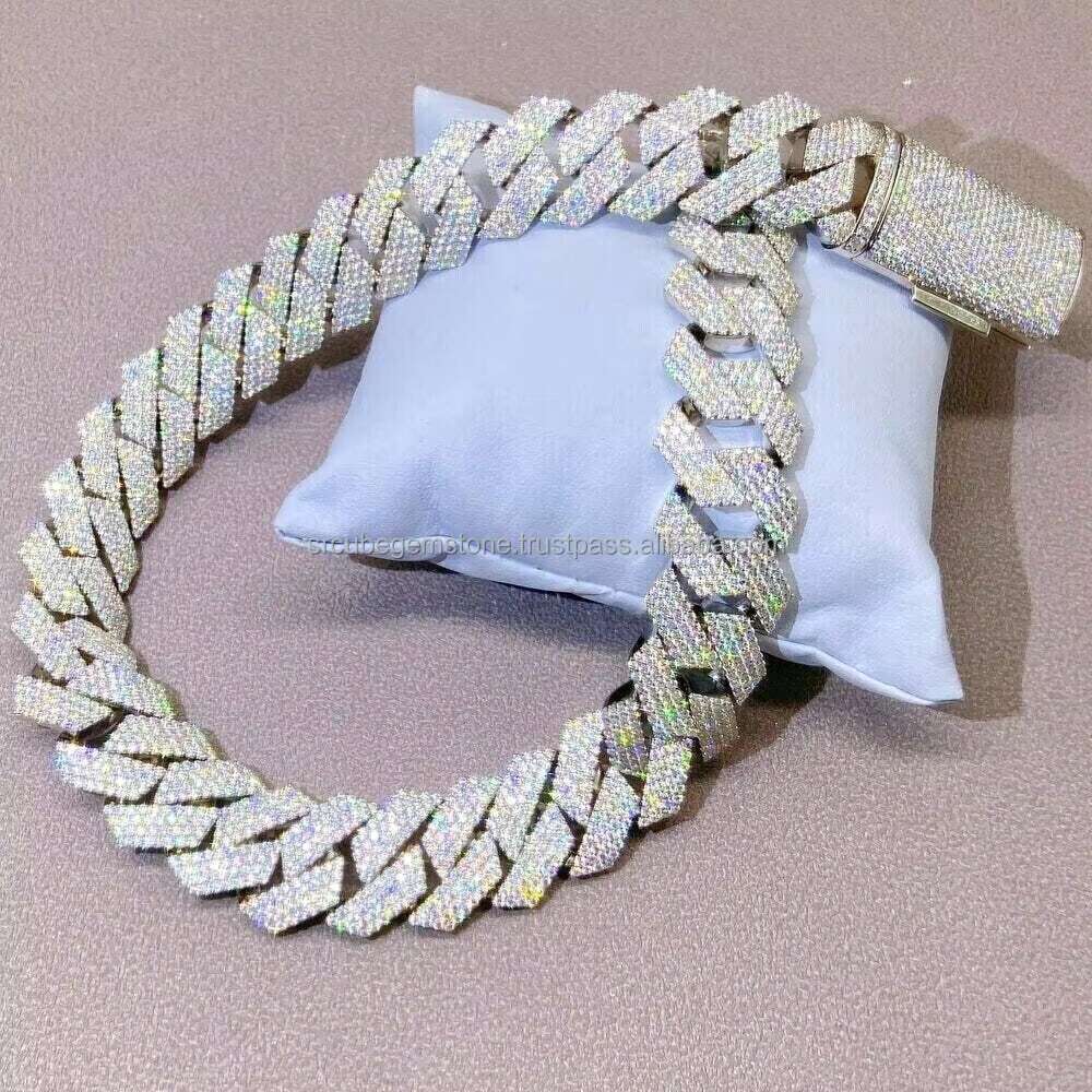 Big Hip Hop Cuban Chain Vvs Moissanite Cuban Link Good Price Iced Out Miami Cuban Link Chain Solid Silver 925