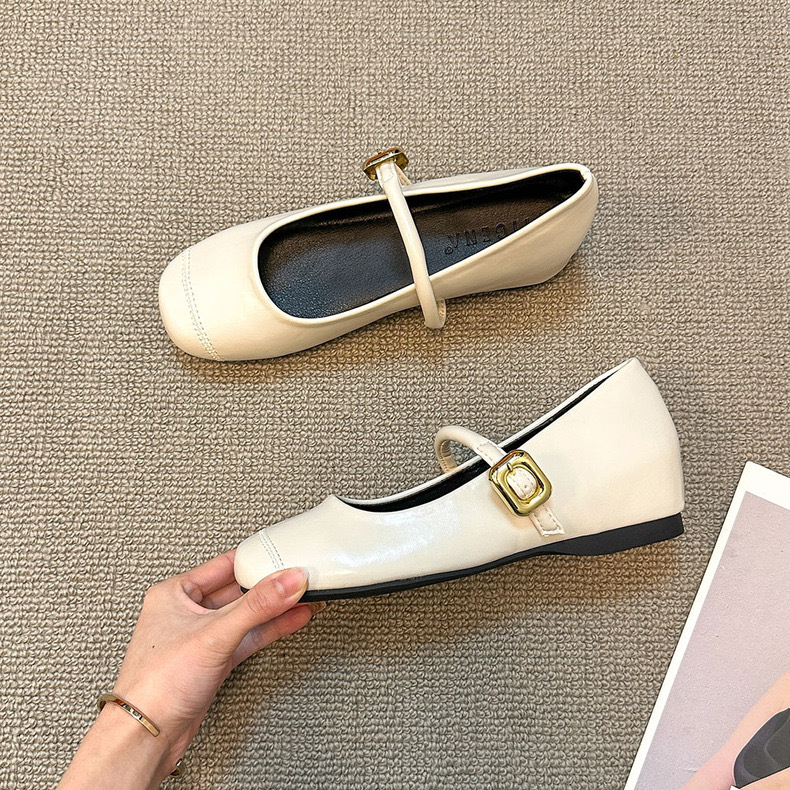 Ddmyoutdoor Korean Style Versatile One Strap Casual Women S Summer French Mary Jane Flat Small Leather Shoes Outdoor Shoes