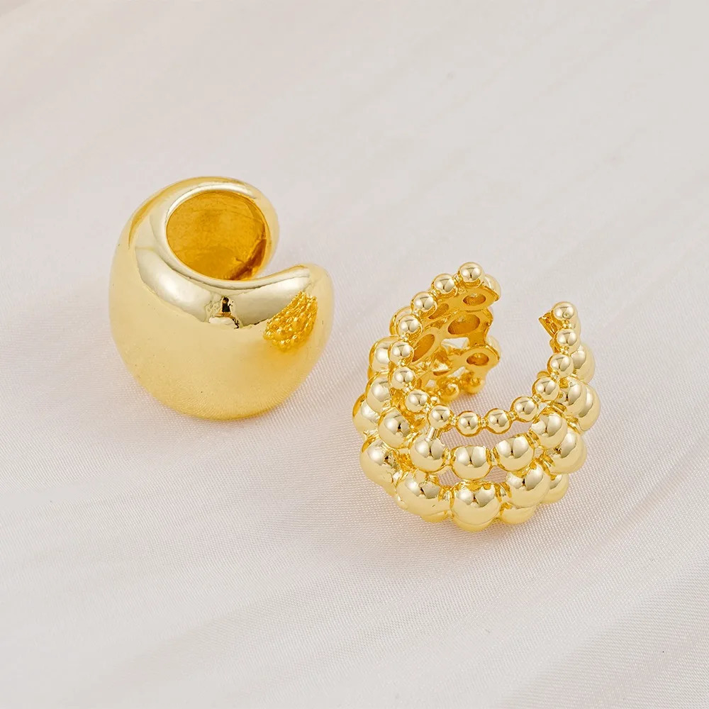 2pcs Set Personality n C-shape Multilayer Beaded Clip Earrings for Women Charm Piercing Hip Hop Rock Ear Cuff Jewelry 250610