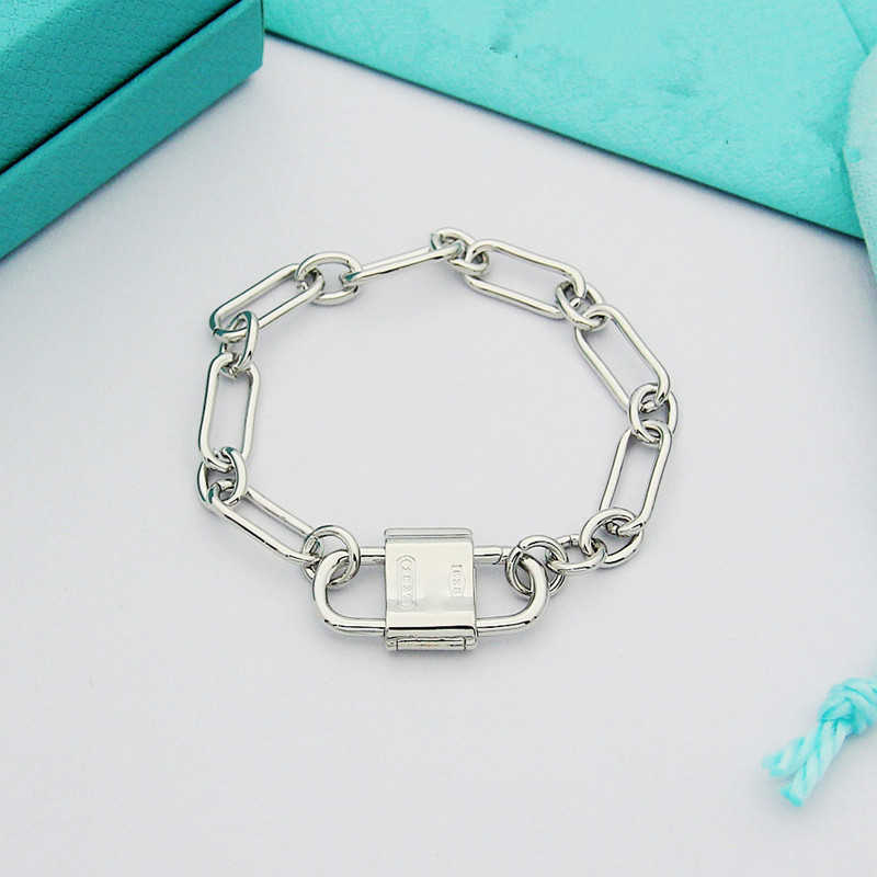 Yajin T Home Letter Double Button Lock Head Thick Bracelet Womens Bracelet Classic Lock Head Bracelet Jewelry S25614
