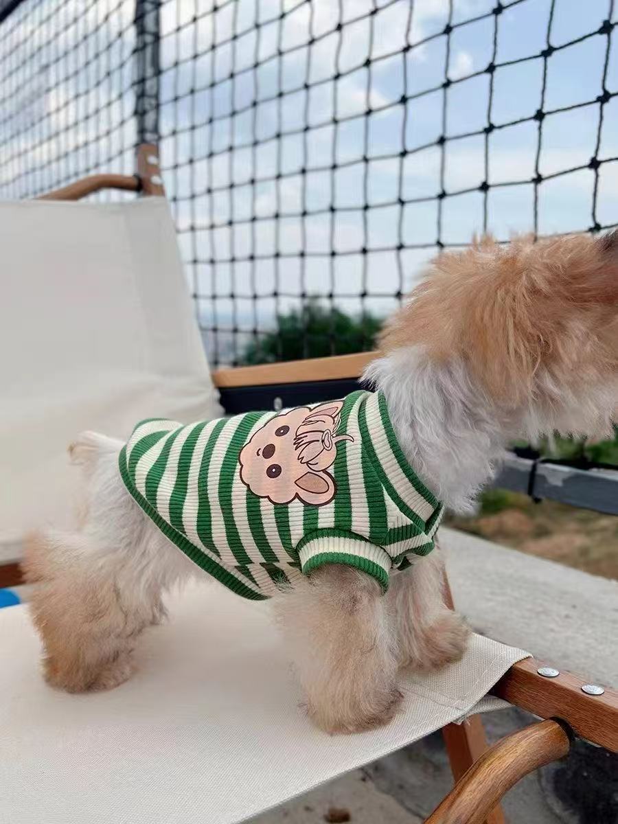 T460Dog autumn new V-neck printed small fresh vest Yorkshire Maltese spring and autumn pet clothes