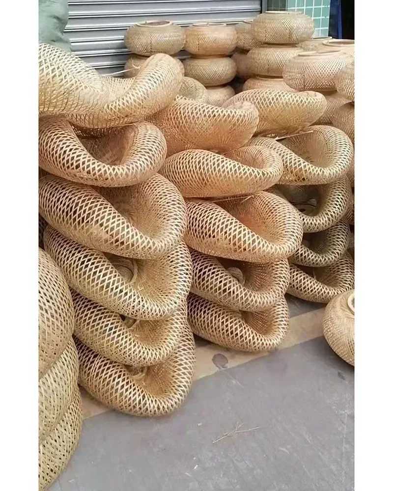 Bamboo Hand Weaving Pendant Lights 36cm Hanging LED Ceiling Lamp Chandelier Fixture Rattan Hand Craft Woven Home Bedroom Decor XJ2500613