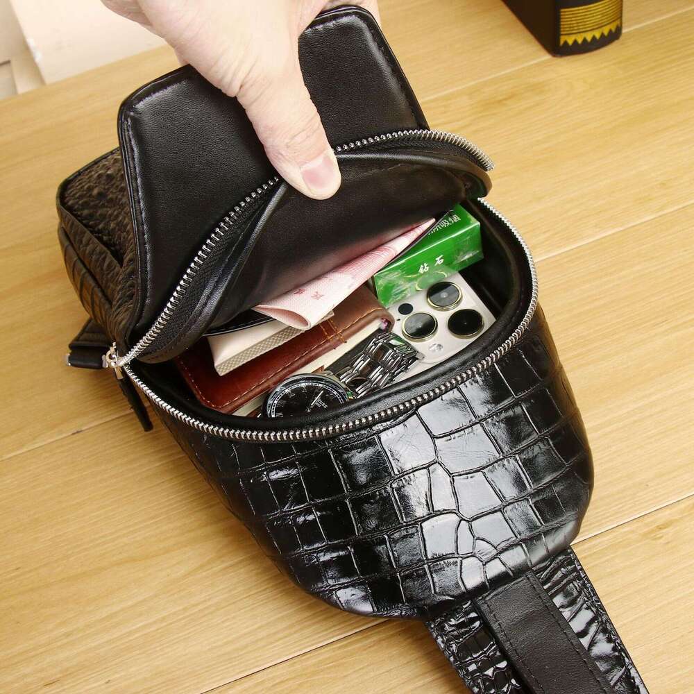 Chest New Crocodile Pattern Crossbody Outdoor High-end Front Fashion Men's Bag Trend