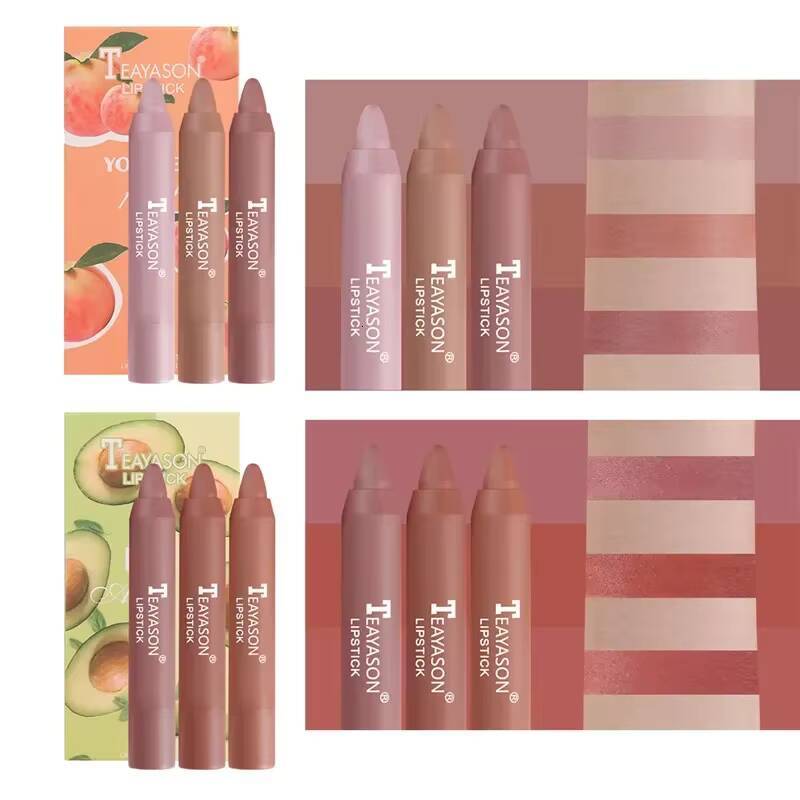3pcs/set Velvet Matte Lipsticks Set Long Lasting Waterproof Sexy Red Nude Lip Stick Tint Pen Natural Makeup Beauty Cosmetic happy