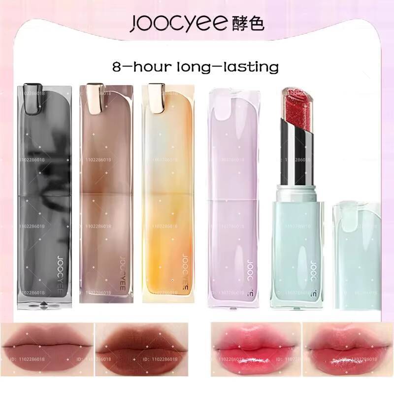JOOCYEE Crystal Ice Lipstick Solid Moisturizing Lipgloss Long-lasting Non-stick Cup Jelly Lip Glaze Natural Nude Color happy