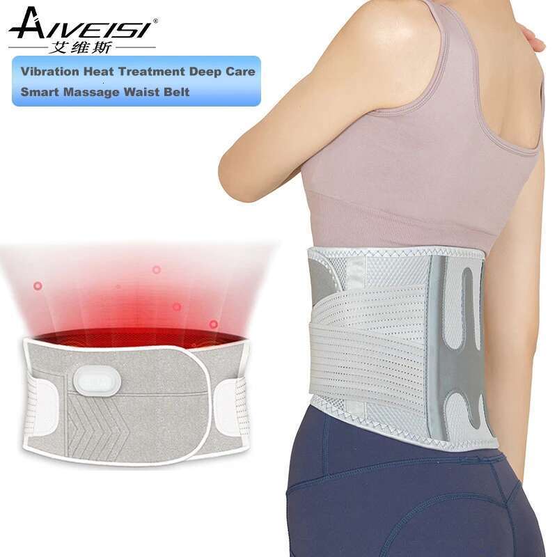 Pad Electric Belt Hot Compress Lumbar Brace Therapy Waistband Heat Waist With Vibration Massage