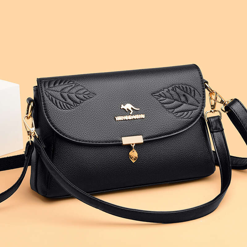 Women's New Soft Leather Embossed Shoulder Middle-aged Women Crossbody Bag Gift for Mom