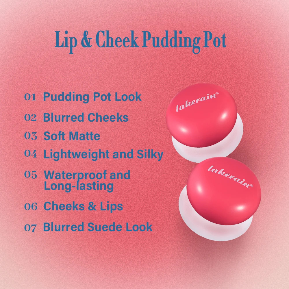 2 in 1 Matte Lip Mud Lip Cheek Blurry Pudding Pot Pink Blush Baby Makeup Blush Buildable Lightweight Multi-Use Soft Matte Finish 250614