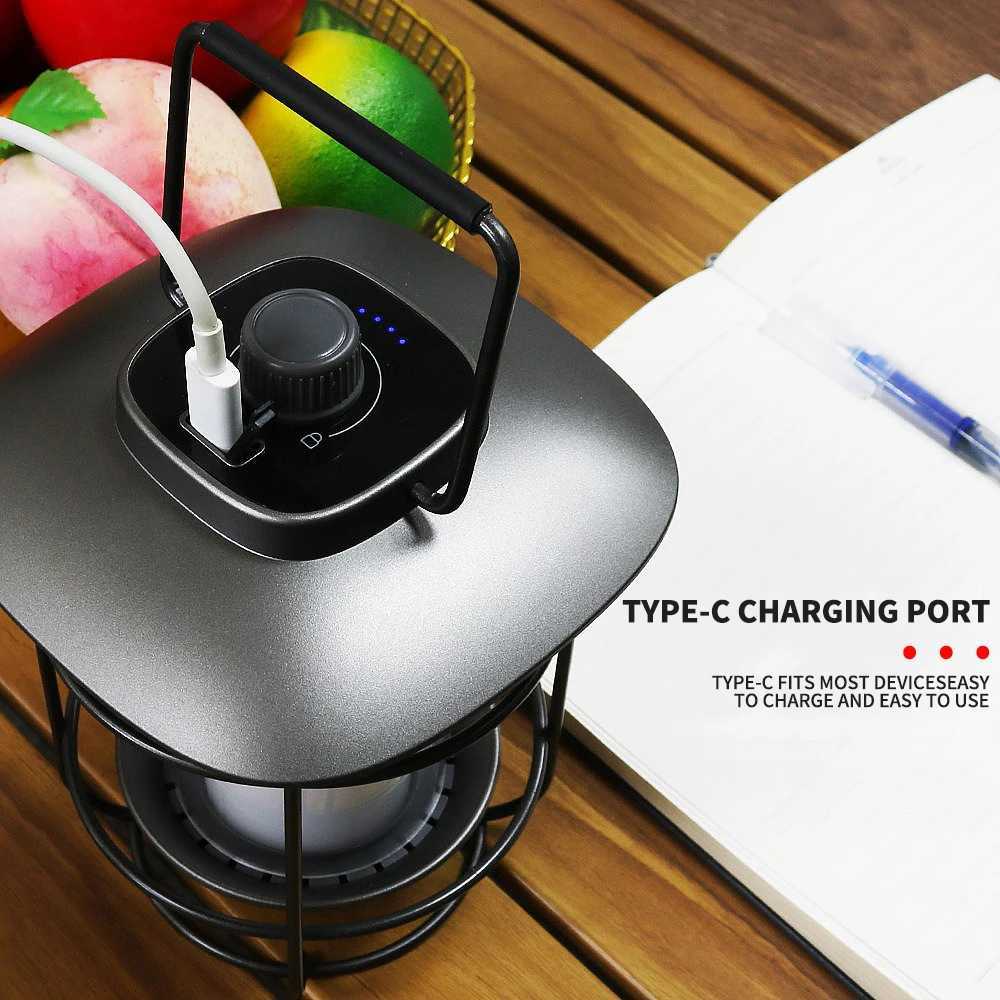 Outdoor Camping LED Hanging Waterproof Tent Light Stepless Dimming Adjustable Rechargeable Atmosphere Light Camping Equipment W250613