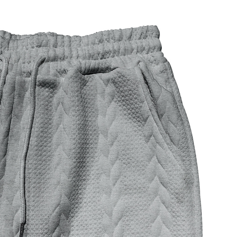 Sportswear Set Casual Sportswear Mens Knitted solid-color jacquard casual round-neck pullover short sleeve and shorts sportswear men's set Europe