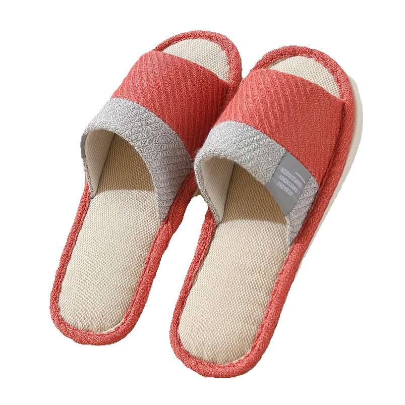 Unisex Linen Slippers Men and Women - Soft Breathable Fabric Thick EVA Non-Slip Sole Red, Blue, Beige & Pink Casual Indoor Home Shoes | Suitable for a