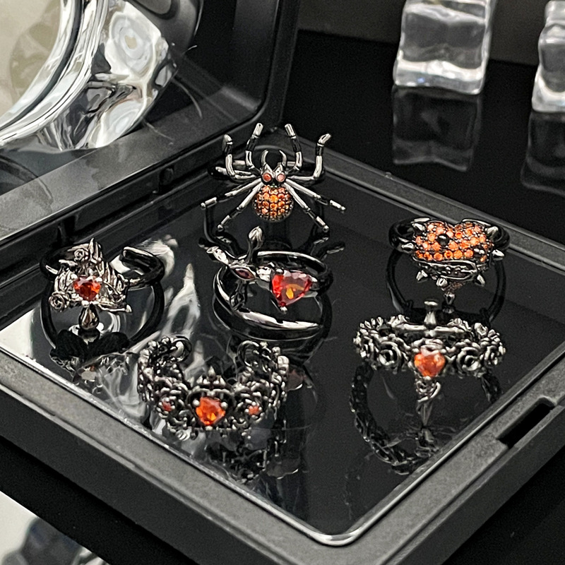Punk style artificial zircon decor open rings fashion accessories for men women for party daily clothing decor trendy all match exquisite jewelry for 