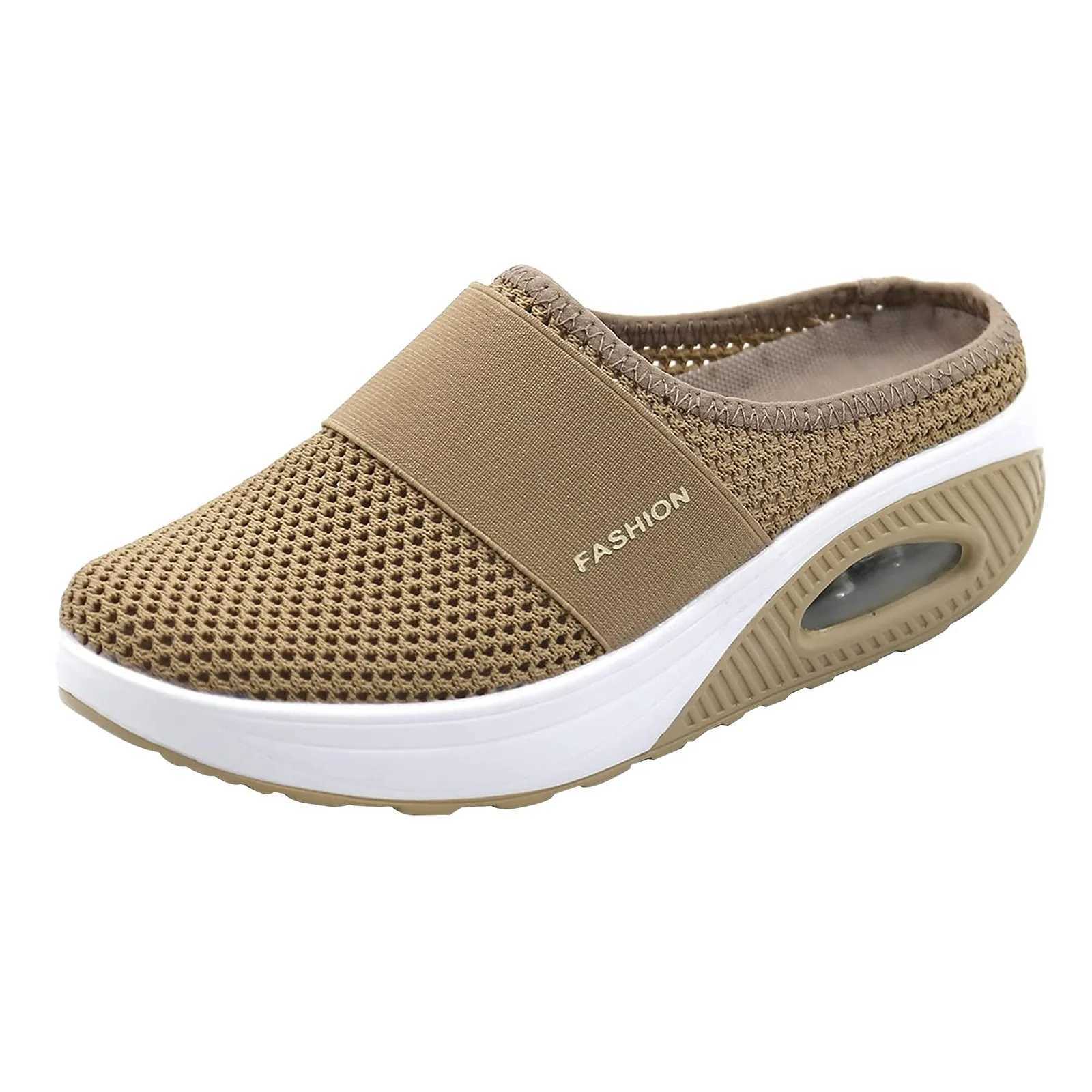 Slip-On WomenS Walking Sandals Breathable Mesh Casual Shoes with Arch Support Knit Shoes with Thickened Soft Sole Z250614