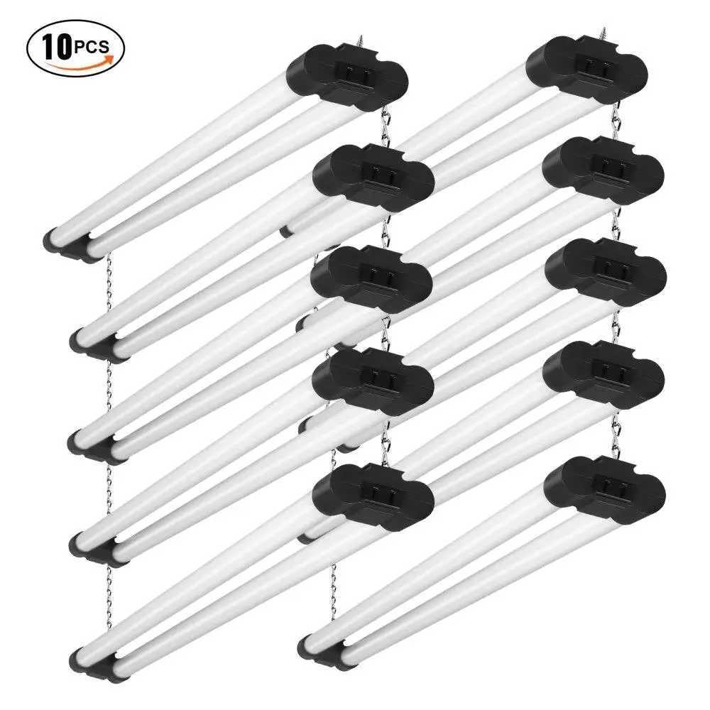 10 Pack Shop Light 4FT 40W Linkable Fixture 4500LM Surface Hanging Ceiling Light 59in Power Cord ONOFF Switch for garage XJ2500613
