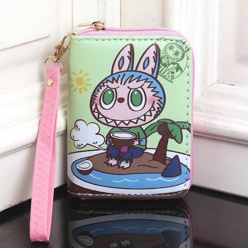 Labubu Mini Wallet Kawaii Zipper Coin Purse Waterproof Fashion Trend Accessories Portable Anime Printed Charm Money Bag Z250614