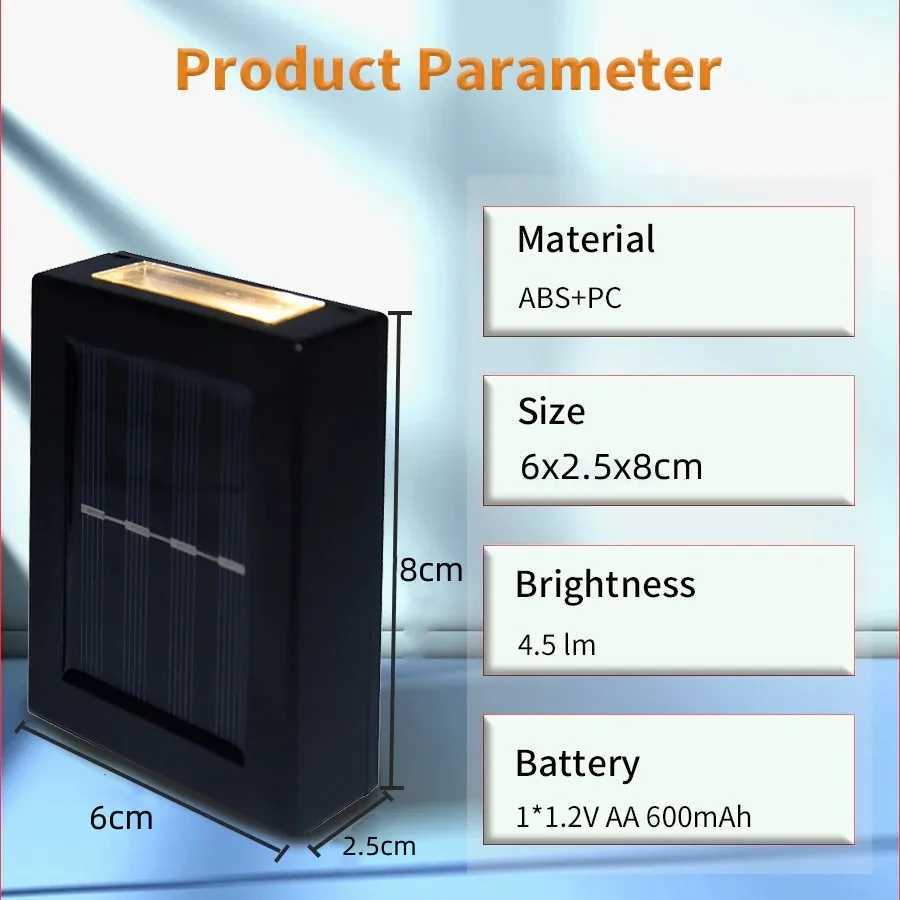 LED Solar Light Outdoor Waterproof Solar Wall Lamp Up and Down Lighting Garden Stairs Fence Decoration Sunlight Powered Lamp Z250613