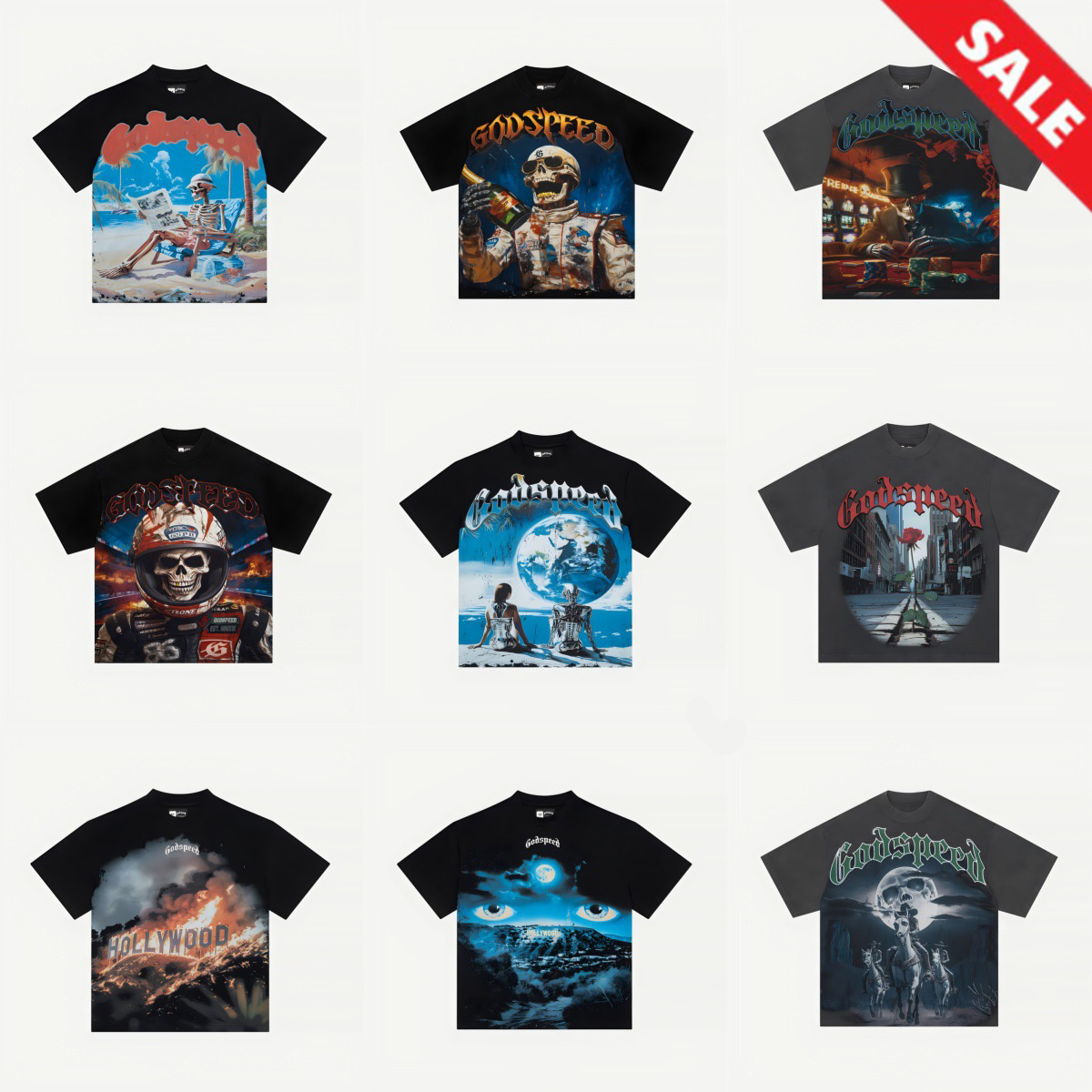 T- shirt Godspeeds luxury classic graphic tees mens t shirt designer printed skull hip hop short sleeve all print Vintage Godsspeeds summer tshirt