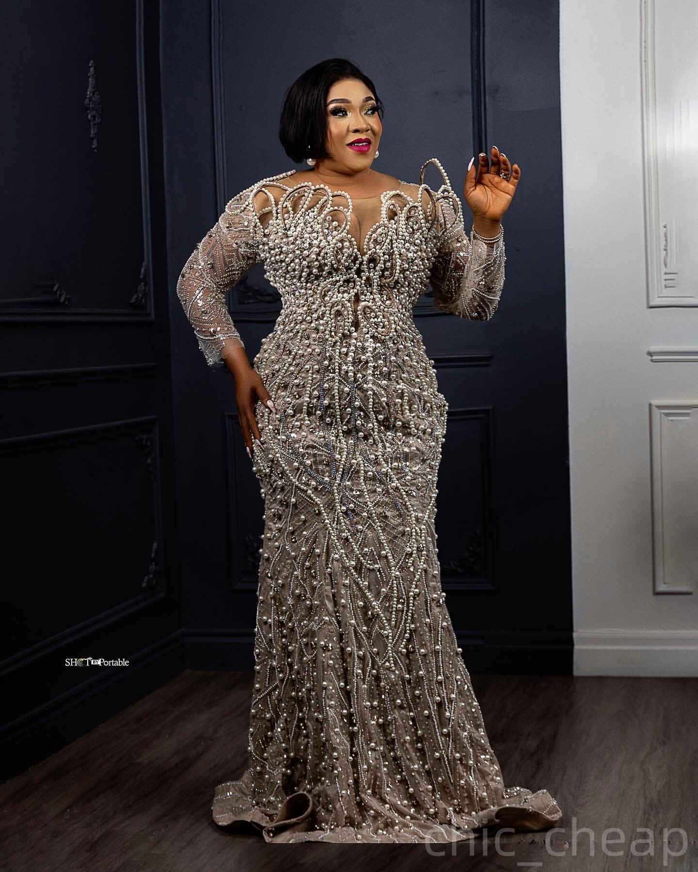 Champagne Mermaid Prom Dresses 2025 Crystals Pearls Luxurious Evening Formal Party Second Birthday Engagement Gowns Plus Size Dress For Special Occasi