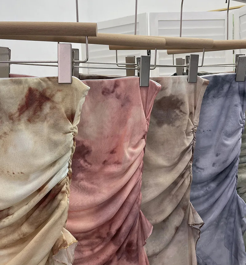 Womens Tie Dye Ruffled Ribbon Mesh Tube Top Irregular Sleeveless Sexy Backless Vest Party Leisure Essential 9956 250611