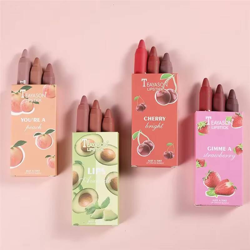 3pcs/set Velvet Matte Lipsticks Set Long Lasting Waterproof Sexy Red Nude Lip Stick Tint Pen Natural Makeup Beauty Cosmetic happy