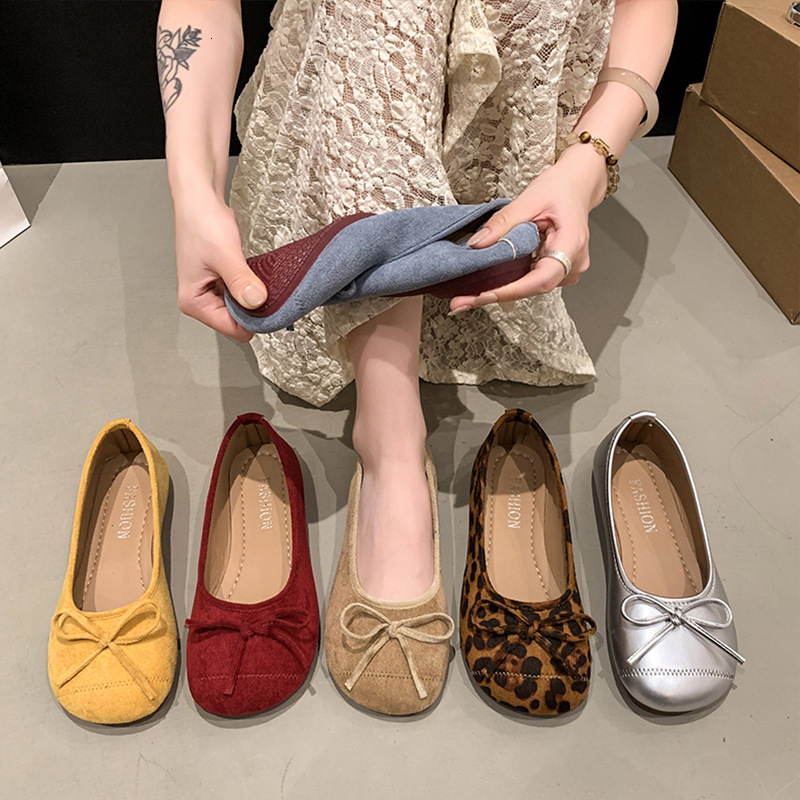 Ddmyoutdoor Ddmyoutdoor Spring New Bowknot Shallow Ballet French Fairy Style Single Flat Mary Jane Shoes Outdoor Outdoor Shoes