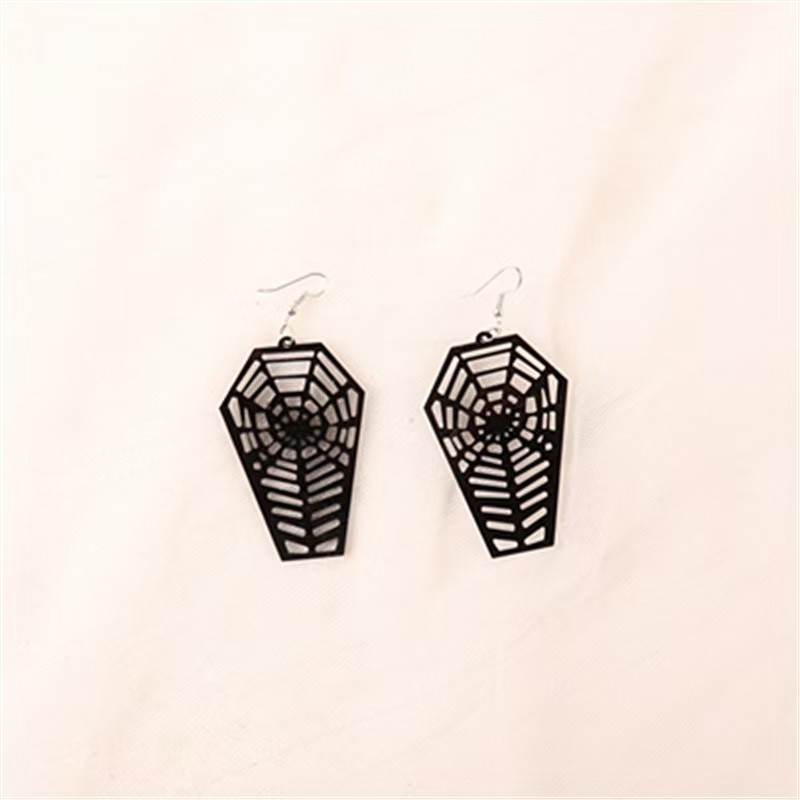 Gothic Spider Web and Skeleton Skull Earrings - Unique Halloween Jewelry Accessory