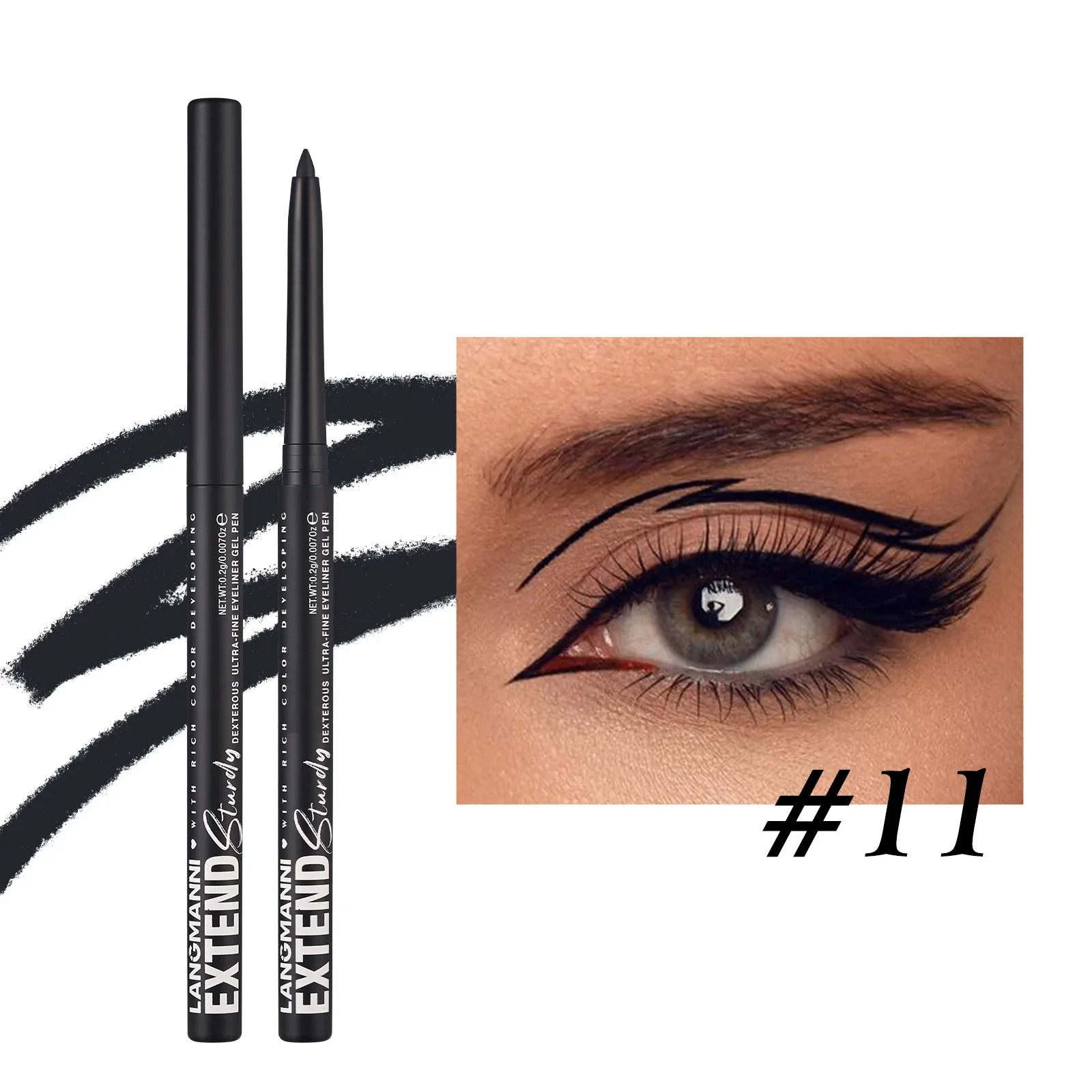 2 in 1 Eye Liner Eye Shadow Pencil Waterproof Lasting 12 Colors Rotating Black Matte Eyeliner Glue Pen Makeup for Eyes Cosmetics 250614
