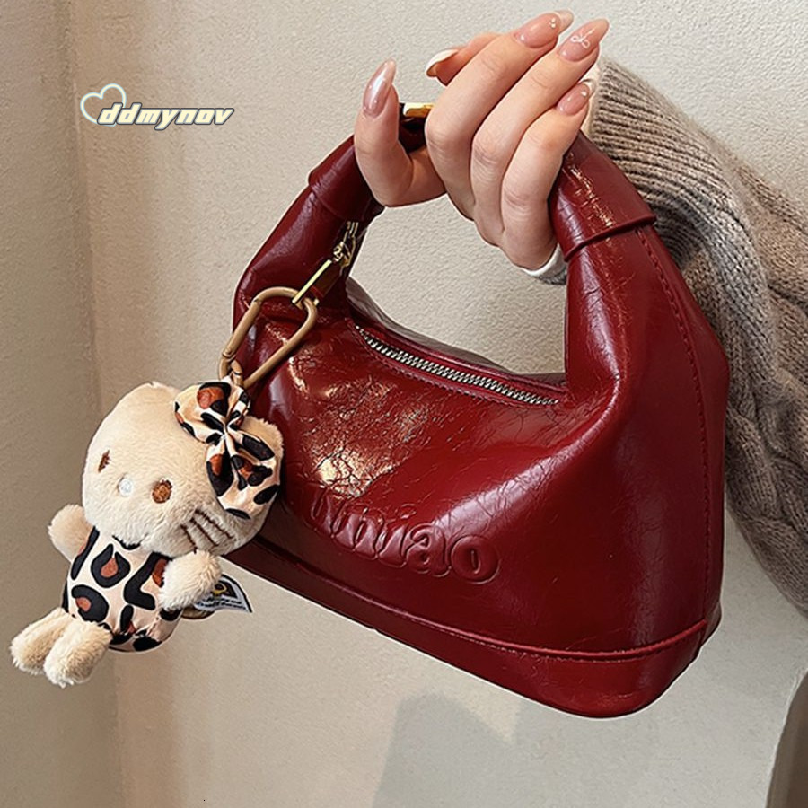 Red Small for Women 2025 New Fashion Trend Versatile Crossbody Super Popular Handheld Dumpling Bag ddmynov