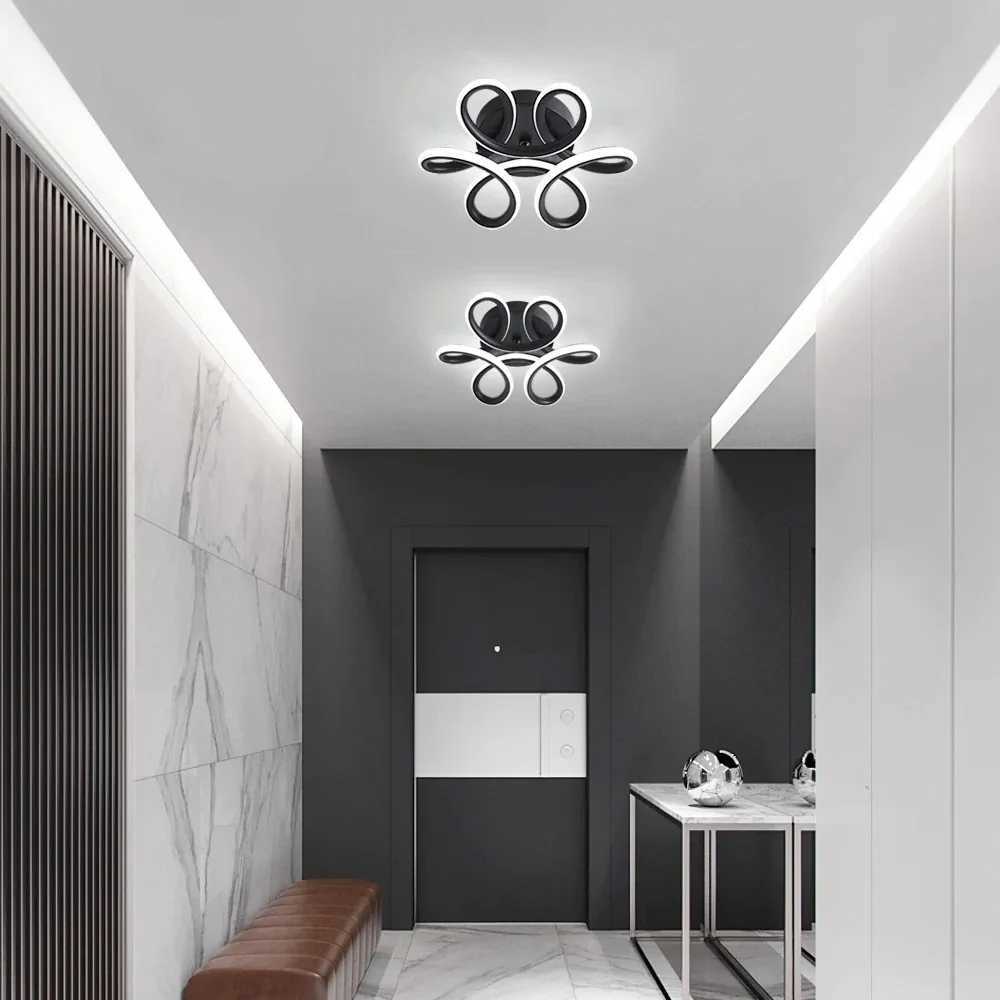 LED Ceiling Light Flower Design Ceiling Light Fixture for Hallway Balcony Kitchen Bathroom Bedroom Cool White 6000K (Black) XJ2500613